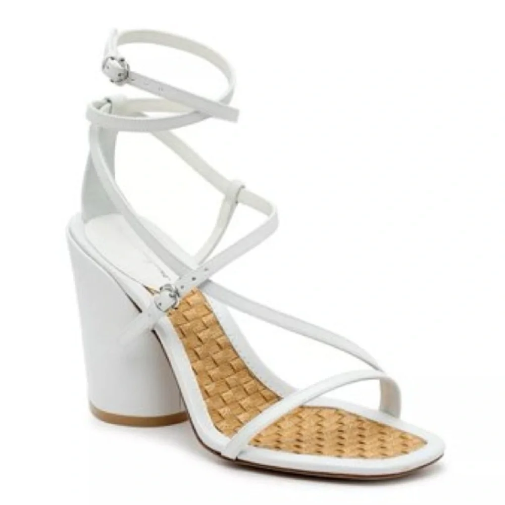 🆕 Salvatore Ferragamo Egadi‎ 85 Leather Sandal in White Size 8.5